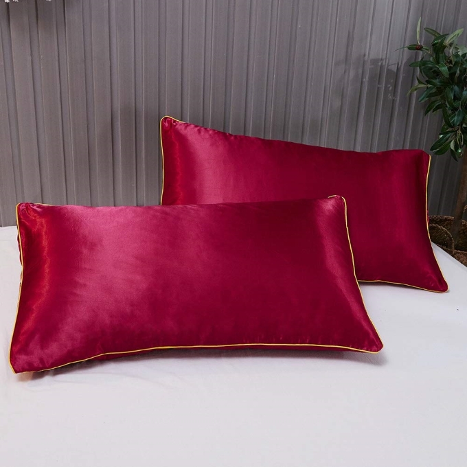 4pcs Satin Pillowcase Bed pillow -maroon