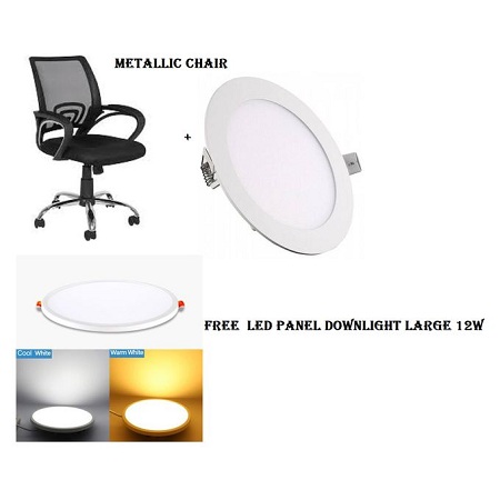 Metallic office chairs-Black+LED Panel Downlight large 12W