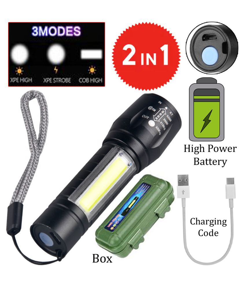 USB Handy Powerful LED Flashlight Rechargeable Torch