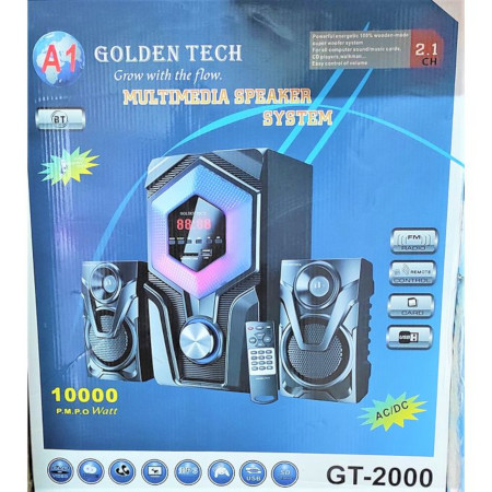 Golden Tech 2.1CH SubWoofer System-BT,FM,AC/DC,USB,SD,10000W