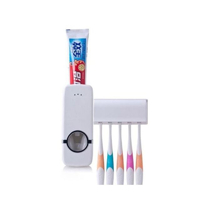 Generic Toothpaste Dispenser + Toothbrush Holder Set