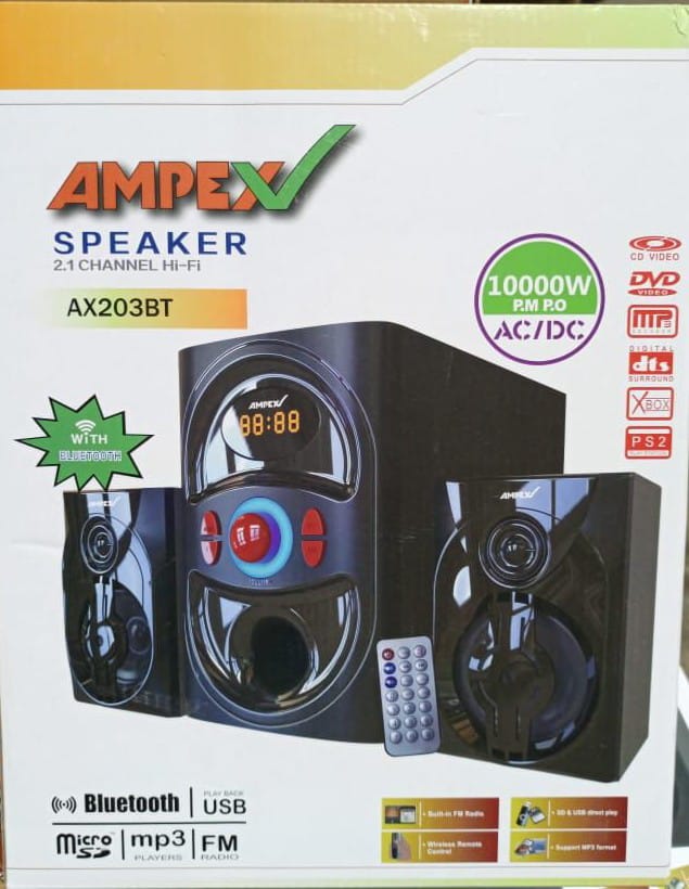 Ampex 2.1 Bluetooth Sub Woofer-System 10000Watts ,FM,USB