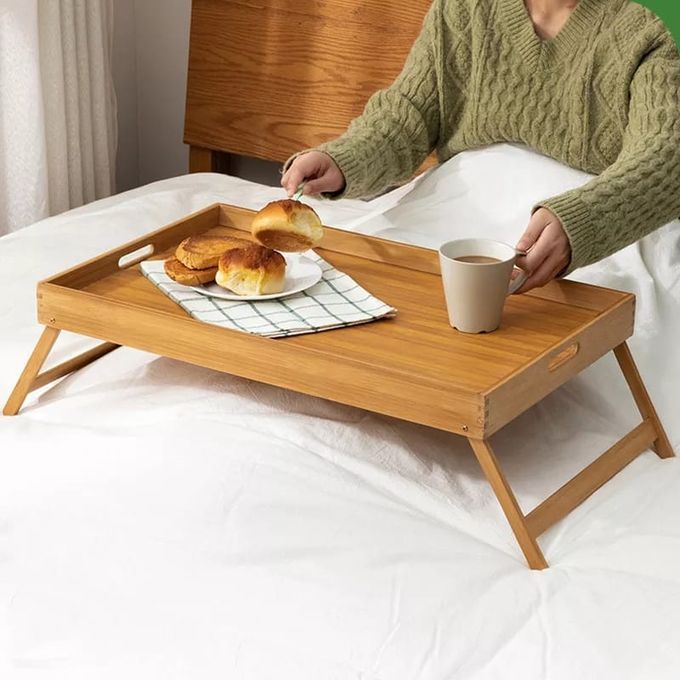 Generic Breakfast In Bed Foldable Bamboo Tray