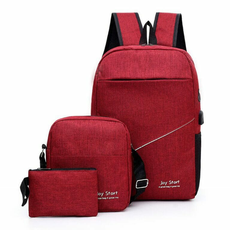 3 In1 Maroon Backpack With USB Headphone Port Handbags