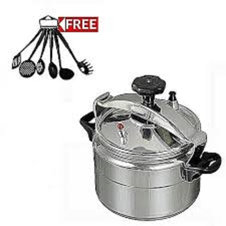 Pressure Cooker - Explosion Proof - 5 Litres+ a FREE Set of 6 Nonstick Cooking/Serving Spoons silver