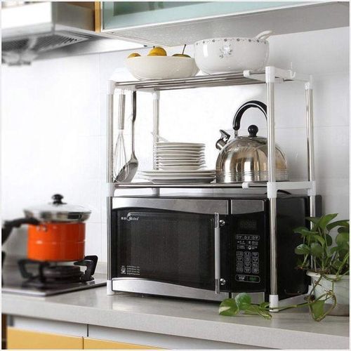 Microwave Oven Stand organizer white&silver expandable