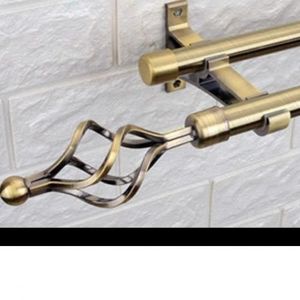 Double Adjustable Curtain Rod- BROWN