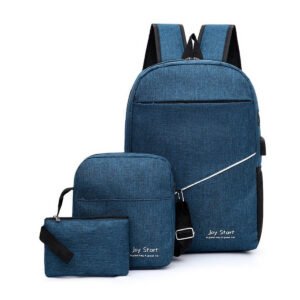 3 In 1 Laptop Backpacks With USB Port Bag Navy Blue 