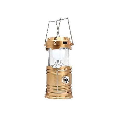 Solar Bright LED Outdoor Recharge Camping Tent Light Lantern Hiking Fishing Lamp (Gold)