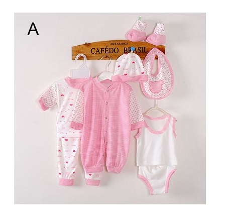 8 Piece Baby cotton newborn set- Pink