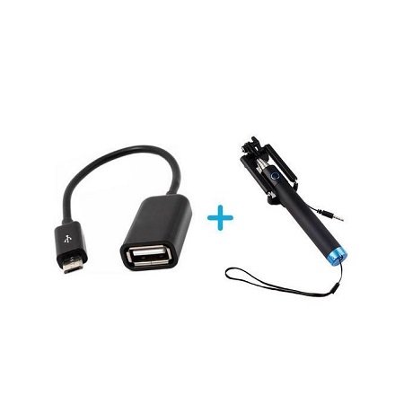 Otg Cable Adapter + Free Selfie Stick - For All phones