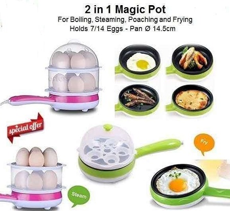Multi-Function Mini Double Layers 14 Eggs Boiler with Electric Omelette Pan
